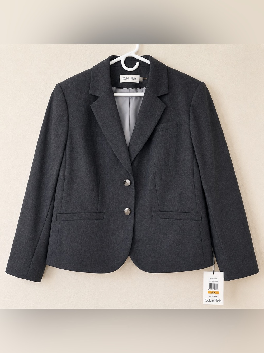 NWT Calvin Klein Charcoal Gray Blazer Jacket Size 16W